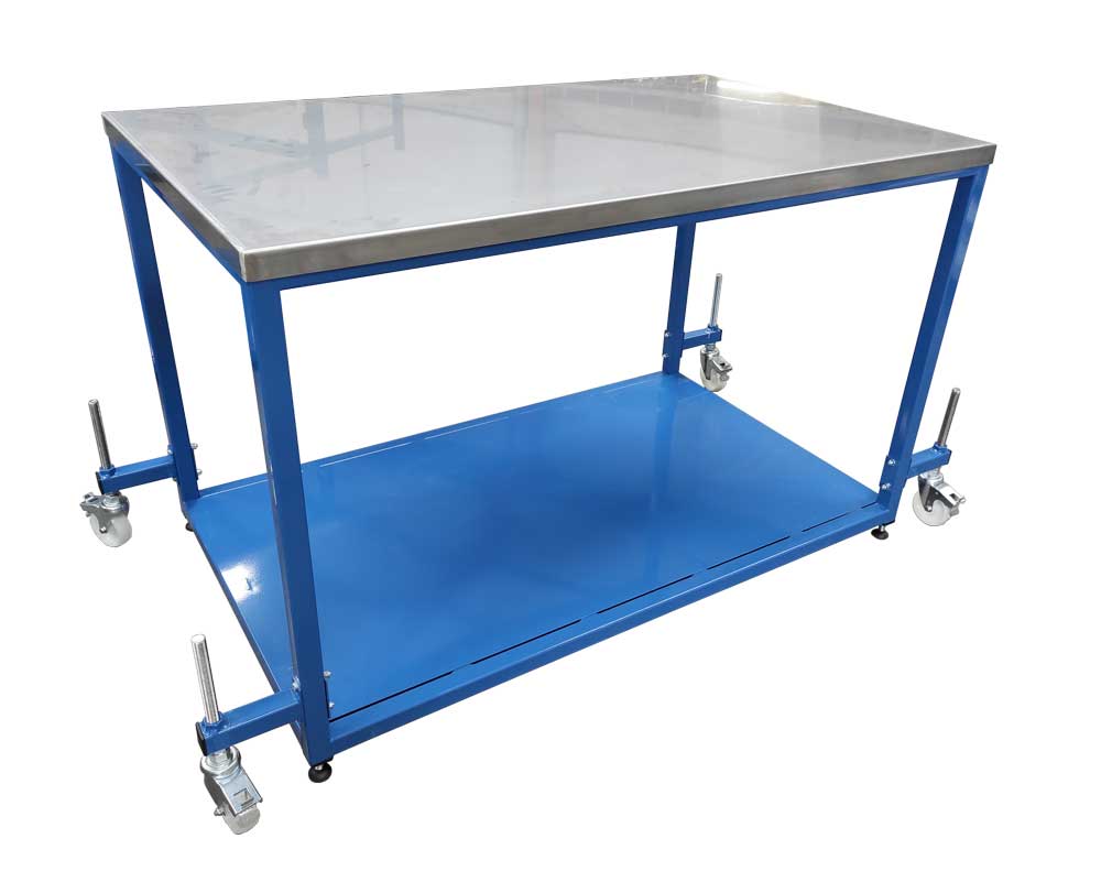 Adjustable castors heavy duty bench