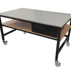 Workbench on wheels with grey PE top